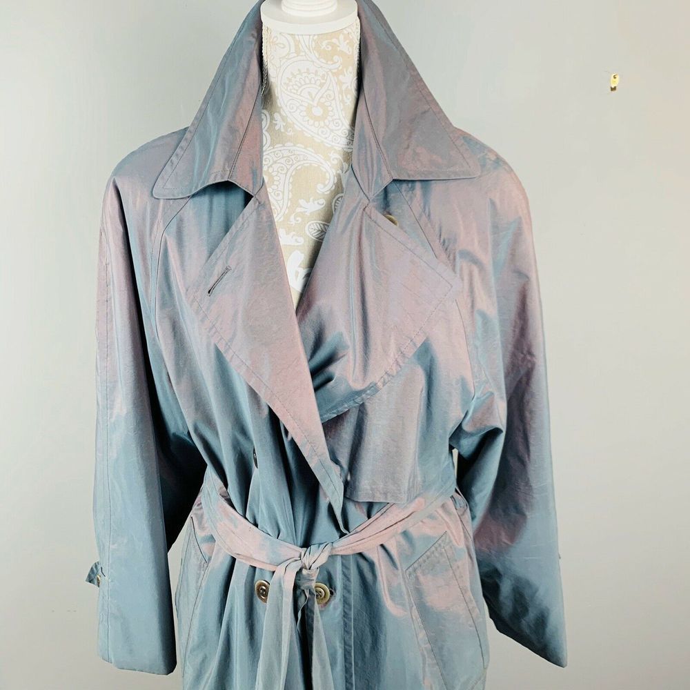 London Fog Purple Opalescent Coat wool lining 10